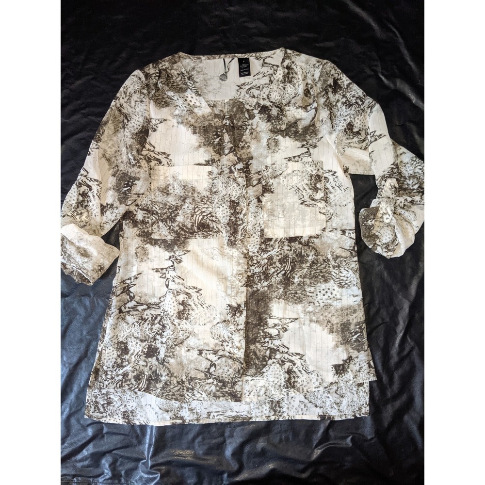 BKE Buckle‎ Brooklyn Sheer Abstract Print Long Sleeve Tunic Top Womens Size S